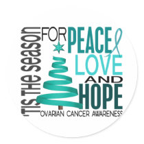 Peace Love Hope Christmas Holiday Ovarian Cancer Stickers