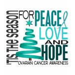 Peace Love Hope Christmas Holiday Ovarian Cancer Tee Shirts