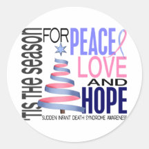 Peace Love Hope Christmas Holiday SIDS Round Sticker