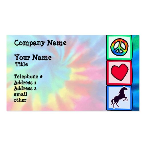 Peace, Love, Horses Business Cards (front side)
