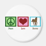 Peace Love Horses Fridge Magnet