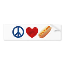 Peace Love Hotdog Bumper Stickers