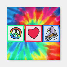 Peace, Love, Ice Skate Refrigerator Magnet