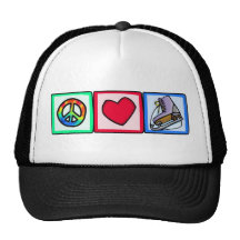 Peace, Love, Ice Skate Trucker Hat