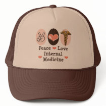 Peace Love Internal Medicine Hat by MedicalTeesGifts Peace Love Internal Medicine Hat