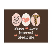 Peace Love Internal Medicine Postcard by MedicalTeesGifts Peace Love Internal Medicine Postcard