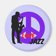 Peace love jazz magnets