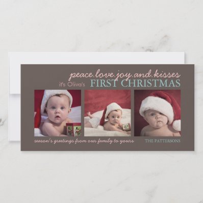 Peace Love Joy Baby&#39;s First Christmas Photo Card