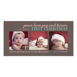 Peace Love Joy Baby's First Christmas Photo Card