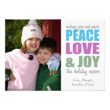 Peace Love & Joy Christmas Cards Custom Invitations