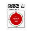 Peace love joy Christmas holiday red postage stamp stamp