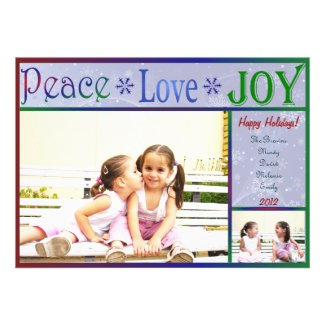 Peace Love Joy Christmas Photo Card - 2 sided