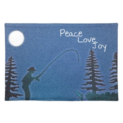 Peace, Love, Joy / Fly Fisherman in Snow Place Mats