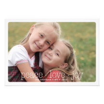 Peace, Love, Joy Holiday Photocard - Red