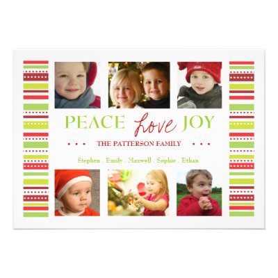 Peace Love Joy Holiday Stripes Photo Card Greeting