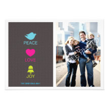 Peace, Love , Joy Icon Christmas Photocard Invitations