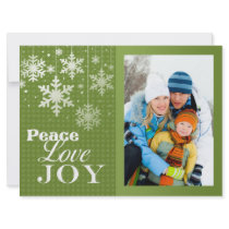 Peace Love Joy Photo Christmas Flat Card Personalized Invite