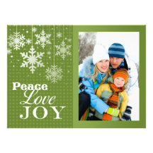 Peace Love Joy Photo Christmas Flat Card Personalized Invite