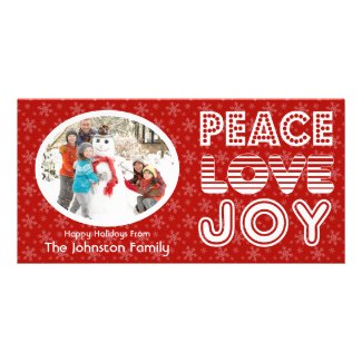 Peace Love Joy Winter Happy Holidays Photo Card