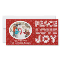 Peace Love Joy Winter Happy Holidays Photo Card