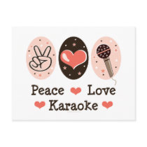 Peace Love Karaoke Postcard or Invite by HobbyTeesGifts Peace Love Karaoke Postcard or Invite