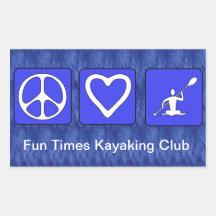 Peace Love Kayaking Rectangular Stickers
