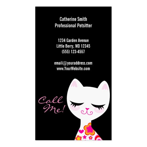 Peace & Love Kitty (Vertical) Business Card Template (back side)