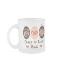 Peace Love Knit Frosted Mug by HobbyTeesGifts Peace Love Knit Frosted Mug