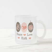 Peace Love Knit Frosted Mug