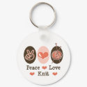 Peace Love Knit Key Chain keychains by HobbyTeesGifts Peace Love Knit Key Chain keychains