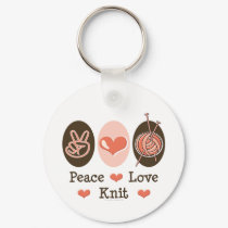 Peace Love Knit Key Chain keychains by HobbyTeesGifts Peace Love Knit Key Chain keychains
