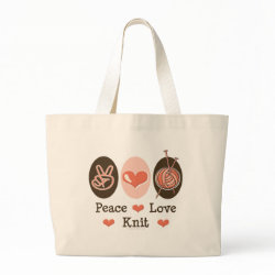Peace Love Knit Knitting Tote Bag bag