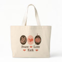 Peace Love Knit Knitting Tote Bag by HobbyTeesGifts Peace Love Knit Knitting Tote Bag