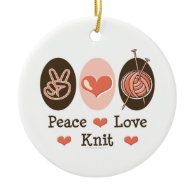 Peace Love Knit Ornament