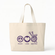 Peace Love Knitting Tote Bag