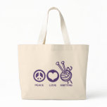Peace Love Knitting Tote Bag