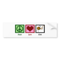 Peace Love & Knitting Bumper Stickers