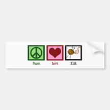 Peace Love & Knitting Bumper Stickers