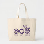 Peace Love Knitting Tote Bag