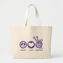Peace Love Knitting Tote Bag