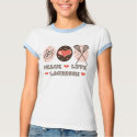 Peace Love Lacrosse Ringer Tee Shirt by SportyTeesGifts Peace Love Lacrosse Ringer Tee Shirt