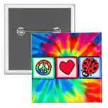 Peace, Love, Ladybugs Buttons