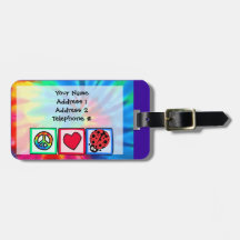 Peace, Love, Ladybugs Luggage Tag