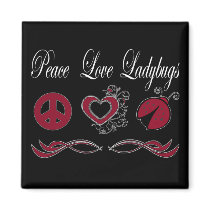 Peace Love Ladybugs magnets