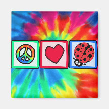 Peace, Love, Ladybugs Refrigerator Magnets