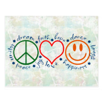 Peace Love Laugh Post Card