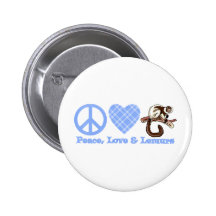 Peace, Love & Lemurs Buttons