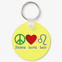 Peace Love Leo Astrological Design keychains by AstroBaby Peace Love Leo Astrological Design keychains