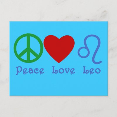 Peace Love Leo Astrological Design Post Cards by AstroBaby