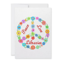 Peace Love Libraries Custom Invitations